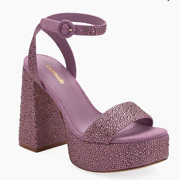 Revolve Larroude Dolly Crystal-Embellished Platform Ankle-Strap Sandals - Picture 2 of 9